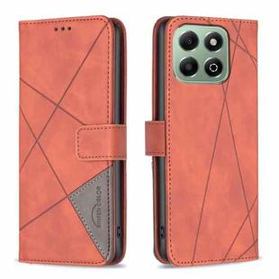 For Honor X6b Magnetic Buckle Rhombus Texture Leather Phone Case(Brown)