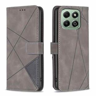 For Honor X6b Magnetic Buckle Rhombus Texture Leather Phone Case(Grey)