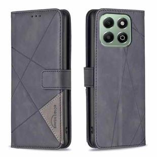 For Honor X6b Magnetic Buckle Rhombus Texture Leather Phone Case(Black)