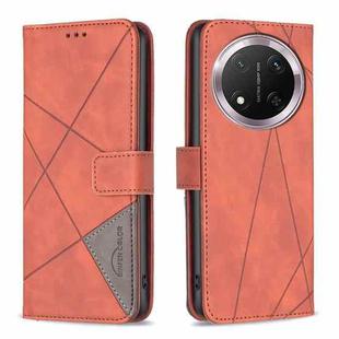 For Honor X9c 5G Global Magnetic Buckle Rhombus Texture Leather Phone Case(Brown)