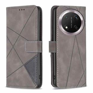 For Honor X9c 5G Global Magnetic Buckle Rhombus Texture Leather Phone Case(Grey)