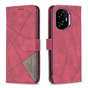 For Honor 300 Magnetic Buckle Rhombus Texture Leather Phone Case(Red)