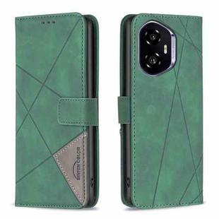 For Honor 300 Magnetic Buckle Rhombus Texture Leather Phone Case(Green)