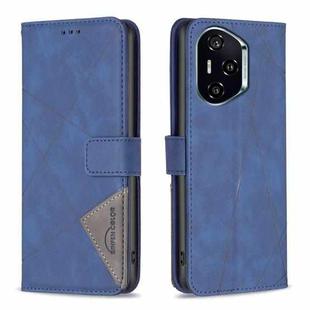 For Honor 300 Pro / 300 Ultra Magnetic Buckle Rhombus Texture Leather Phone Case(Blue)