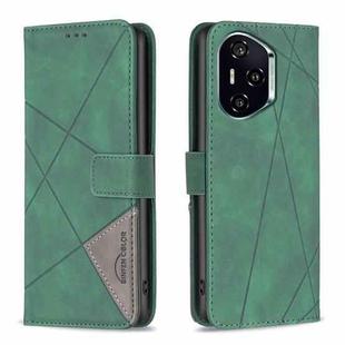 For Honor 300 Pro / 300 Ultra Magnetic Buckle Rhombus Texture Leather Phone Case(Green)