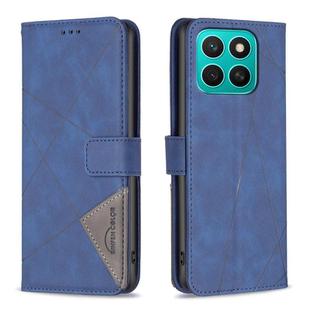 For Honor X8c 4G Magnetic Buckle Rhombus Texture Leather Phone Case(Blue)
