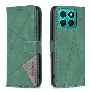 For Honor X8c 4G Magnetic Buckle Rhombus Texture Leather Phone Case(Green)
