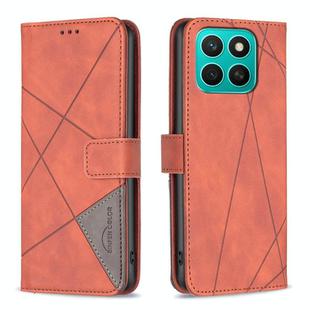 For Honor X8c 4G Magnetic Buckle Rhombus Texture Leather Phone Case(Brown)