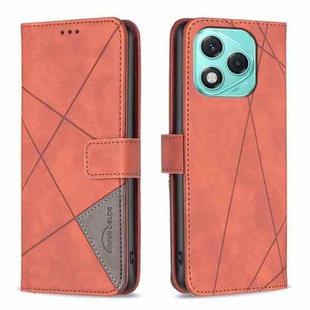 For Honor 400 Lite Magnetic Buckle Rhombus Texture Leather Phone Case(Brown)