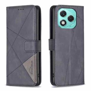 For Honor 400 Lite Magnetic Buckle Rhombus Texture Leather Phone Case(Black)