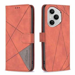 For Honor 400 Pro Global 160.8mm Magnetic Buckle Rhombus Texture Leather Phone Case(Brown)