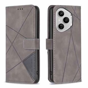 For Honor 400 Pro Global 160.8mm Magnetic Buckle Rhombus Texture Leather Phone Case(Grey)