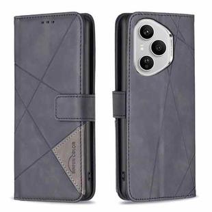 For Honor 400 Pro Global 160.8mm Magnetic Buckle Rhombus Texture Leather Phone Case(Black)