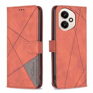 For Honor 400 Global 156.5mm Magnetic Buckle Rhombus Texture Leather Phone Case(Brown)