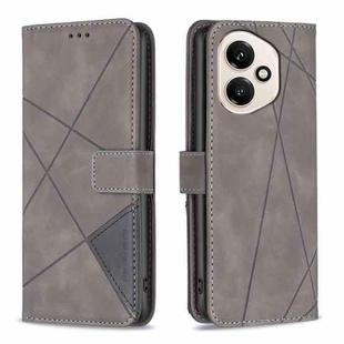 For Honor 400 Global 156.5mm Magnetic Buckle Rhombus Texture Leather Phone Case(Grey)