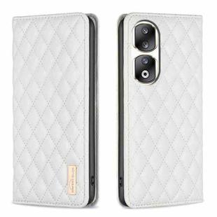 For Honor 90 Pro Diamond Lattice Magnetic Leather Flip Phone Case(White)