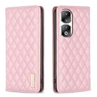 For Honor 90 Pro Diamond Lattice Magnetic Leather Flip Phone Case(Pink)