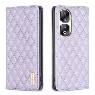 For Honor 90 Pro Diamond Lattice Magnetic Leather Flip Phone Case(Purple)