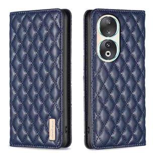 For Honor 90 5G Diamond Lattice Magnetic Leather Flip Phone Case(Blue)