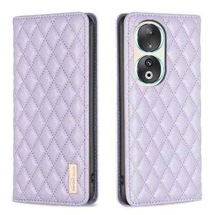 For Honor 90 5G Diamond Lattice Magnetic Leather Flip Phone Case(Purple)