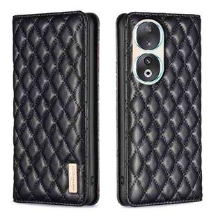 For Honor 90 5G Diamond Lattice Magnetic Leather Flip Phone Case(Black)