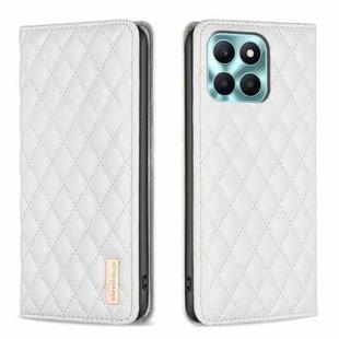 For Honor X6a Diamond Lattice Magnetic Leather Flip Phone Case(White)