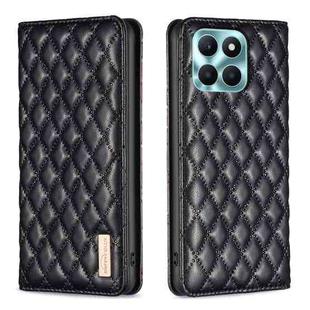 For Honor X6a Diamond Lattice Magnetic Leather Flip Phone Case(Black)