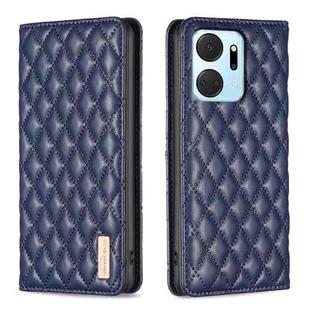 For Honor X7a Diamond Lattice Magnetic Leather Flip Phone Case(Blue)