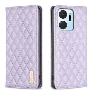 For Honor X7a Diamond Lattice Magnetic Leather Flip Phone Case(Purple)