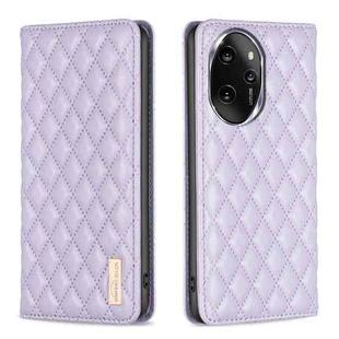 For Honor 100 Pro Diamond Lattice Magnetic Leather Flip Phone Case(Purple)