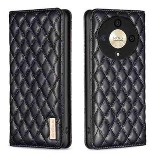 For Honor X9b/Magic6 Lite 5G Diamond Lattice Magnetic Leather Flip Phone Case(Black)