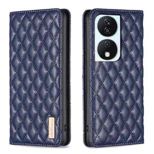 For Honor X7b Diamond Lattice Magnetic Leather Flip Phone Case(Blue)