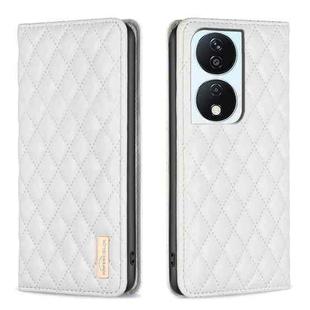 For Honor X7b Diamond Lattice Magnetic Leather Flip Phone Case(White)