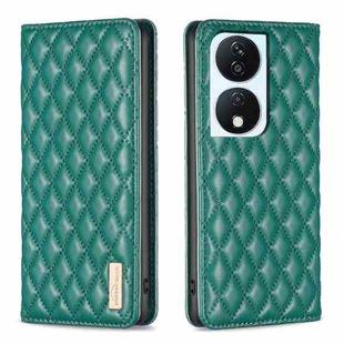 For Honor X7b Diamond Lattice Magnetic Leather Flip Phone Case(Green)