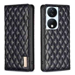 For Honor X7b Diamond Lattice Magnetic Leather Flip Phone Case(Black)