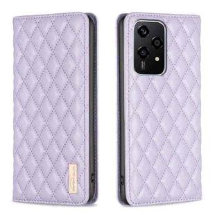 For Honor 200 Lite Diamond Lattice Magnetic Leather Flip Phone Case(Purple)