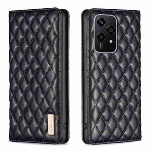 For Honor 200 Lite Global Diamond Lattice Magnetic Leather Flip Phone Case(Black)