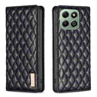 For Honor X6b Diamond Lattice Magnetic Leather Flip Phone Case(Black)