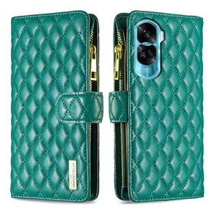 For Honor 90 Lite/X50i Diamond Lattice Zipper Wallet Leather Flip Phone Case(Green)