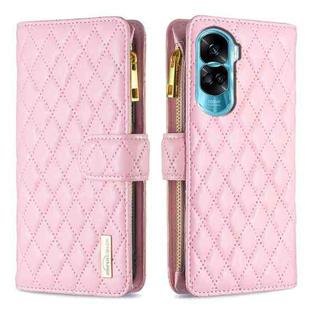For Honor 90 Lite/X50i Diamond Lattice Zipper Wallet Leather Flip Phone Case(Pink)