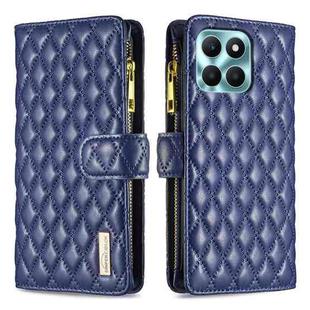 For Honor X6a Diamond Lattice Zipper Wallet Leather Flip Phone Case(Blue)