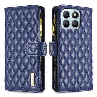 For Honor X8b Diamond Lattice Zipper Wallet Leather Flip Phone Case(Blue)