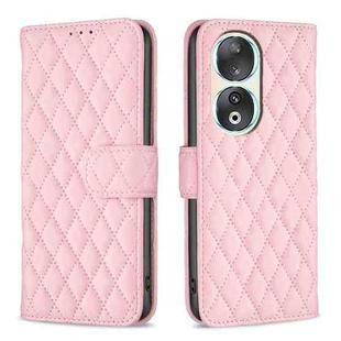 For Honor 90 5G Diamond Lattice Wallet Flip Leather Phone Case(Pink)