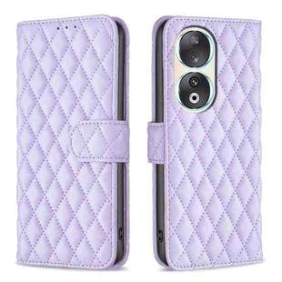 For Honor 90 5G Diamond Lattice Wallet Flip Leather Phone Case(Purple)