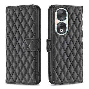 For Honor 90 5G Diamond Lattice Wallet Flip Leather Phone Case(Black)