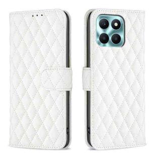 For Honor X6a Diamond Lattice Wallet Flip Leather Phone Case(White)