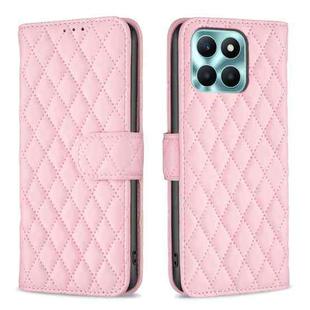 For Honor X6a Diamond Lattice Wallet Flip Leather Phone Case(Pink)