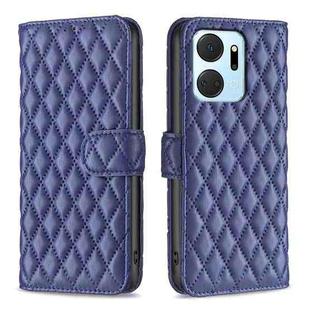 For Honor X7a Diamond Lattice Wallet Flip Leather Phone Case(Blue)