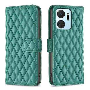 For Honor X7a Diamond Lattice Wallet Flip Leather Phone Case(Green)