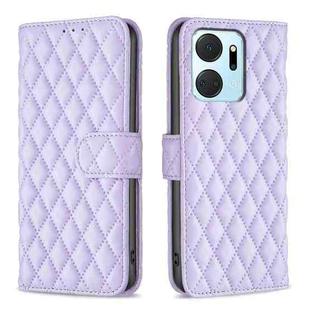 For Honor X7a Diamond Lattice Wallet Flip Leather Phone Case(Purple)